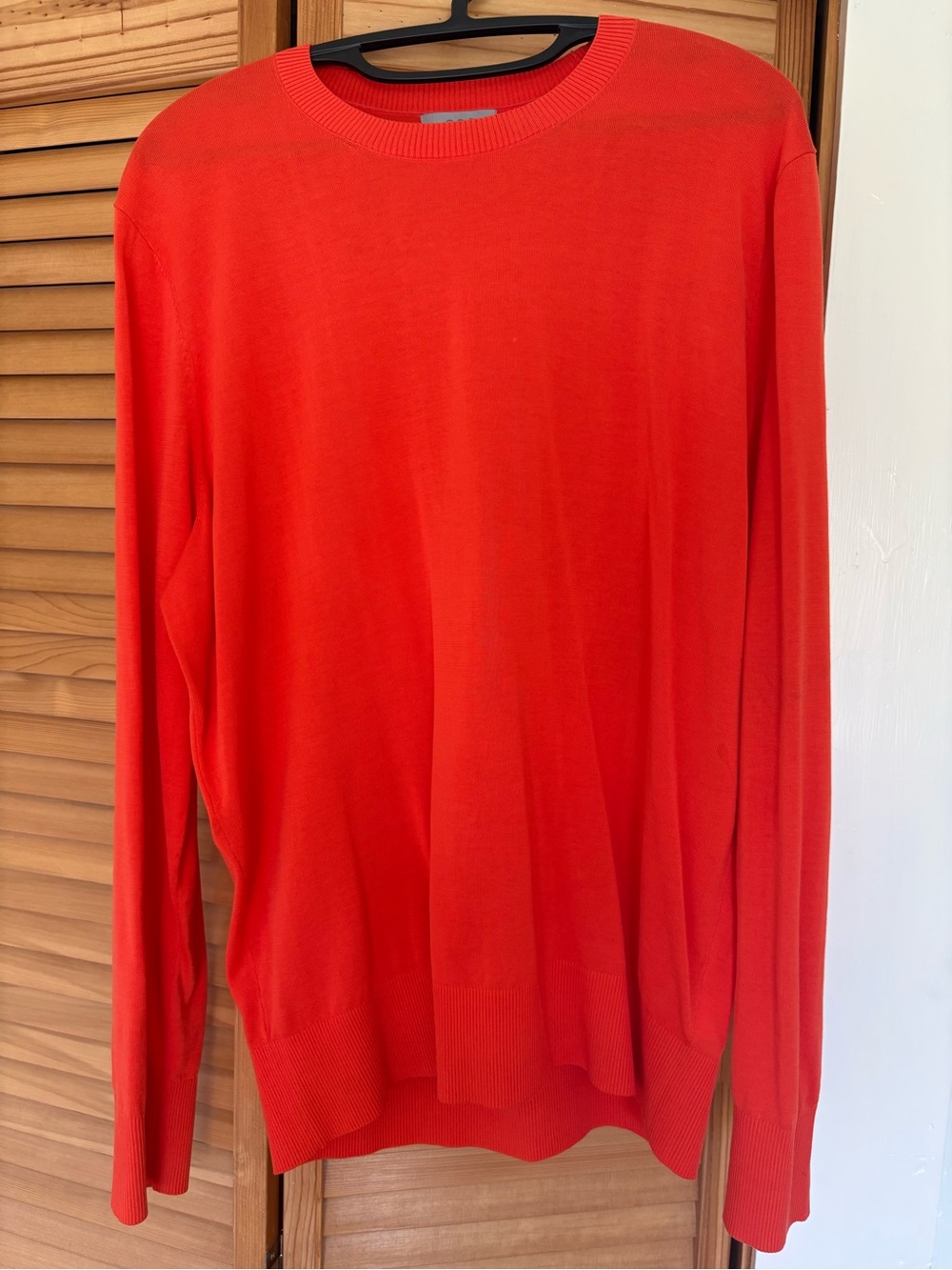 COS Bright Orange-Red Cotton Crewneck Sweater